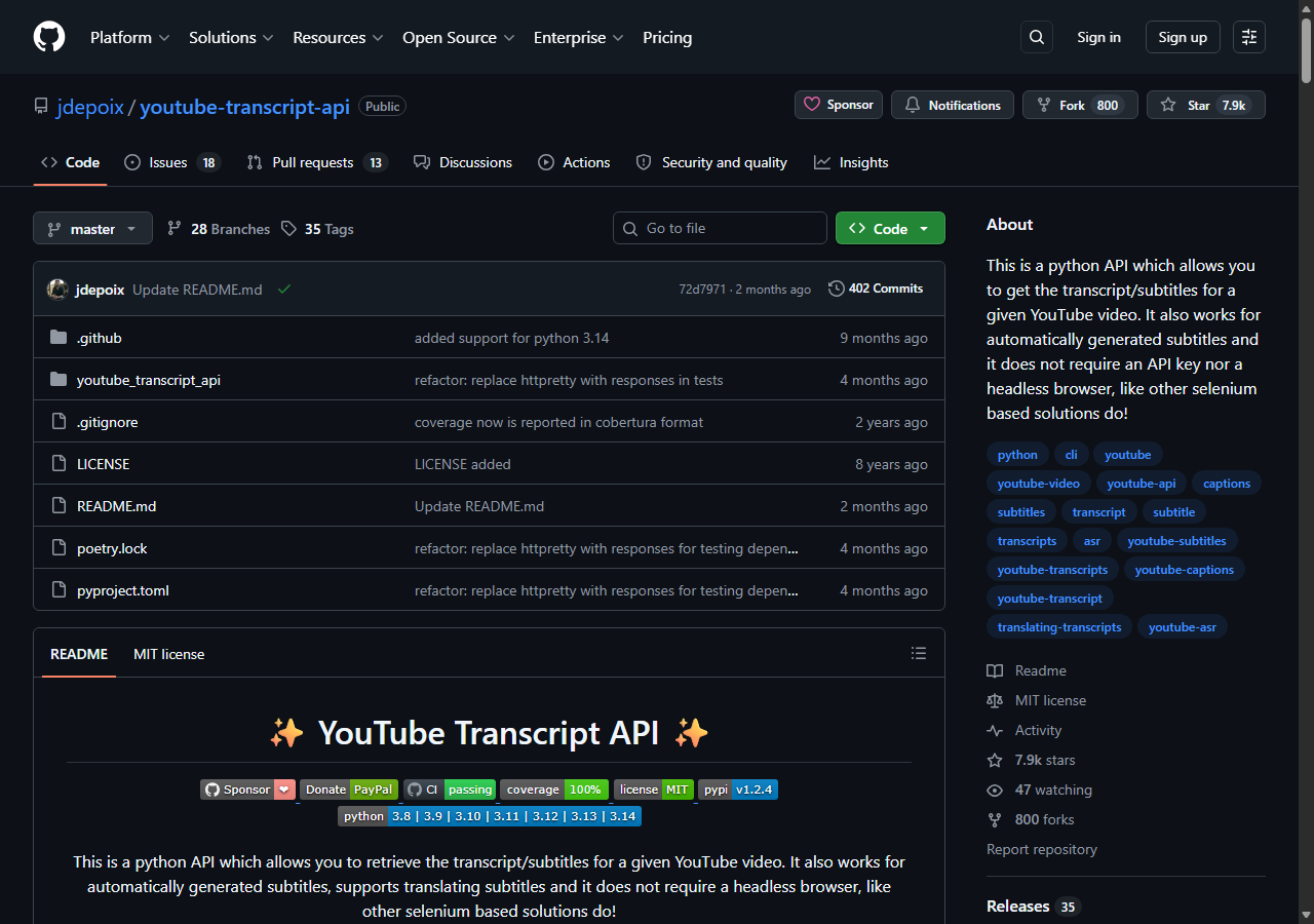 youtube-transcript-api Python library
