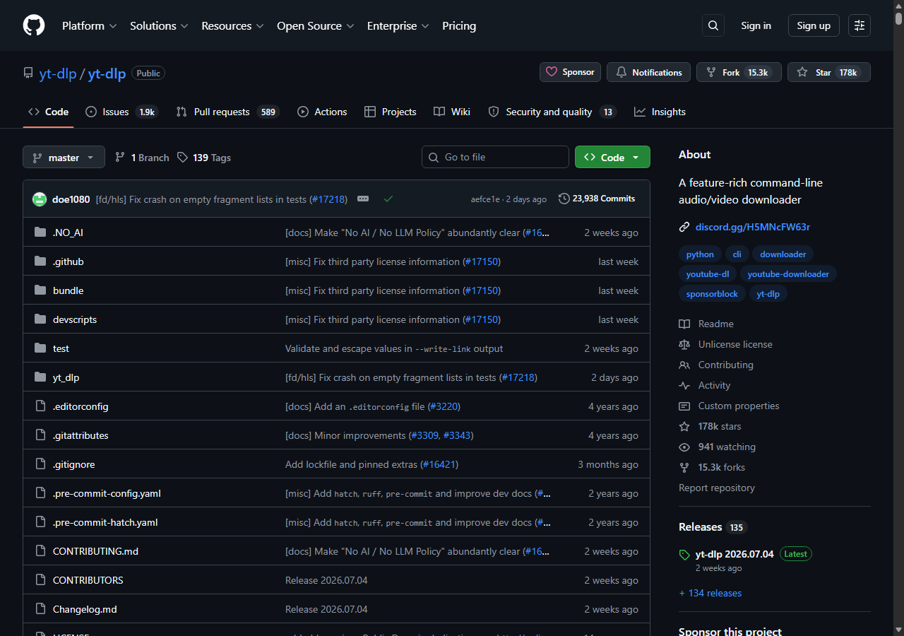 yt-dlp command-line tool